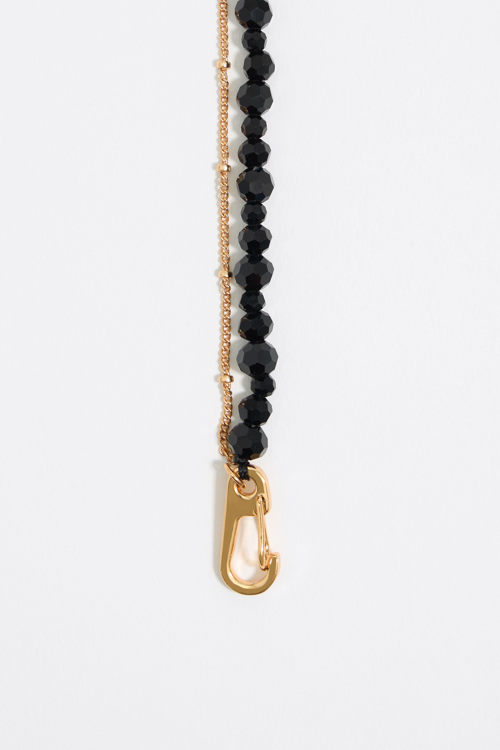 Black crystals heart logo necklace