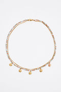 Coin logo and multicolor stones necklace