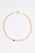 Heart logo double chain necklace