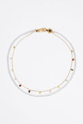Pearls and crystals logo heart necklace