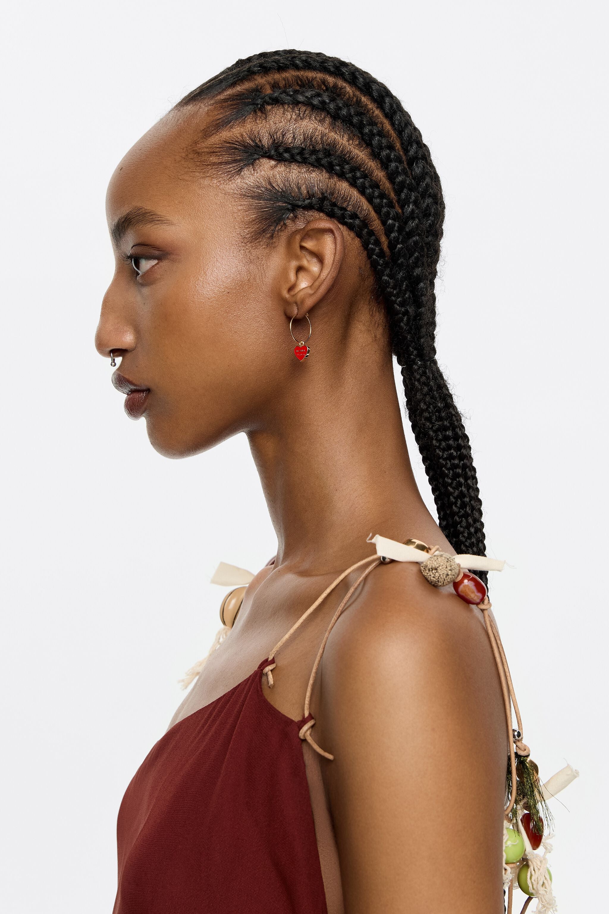 Red heart logo hoop earrings