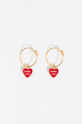 Red heart logo hoop earrings
