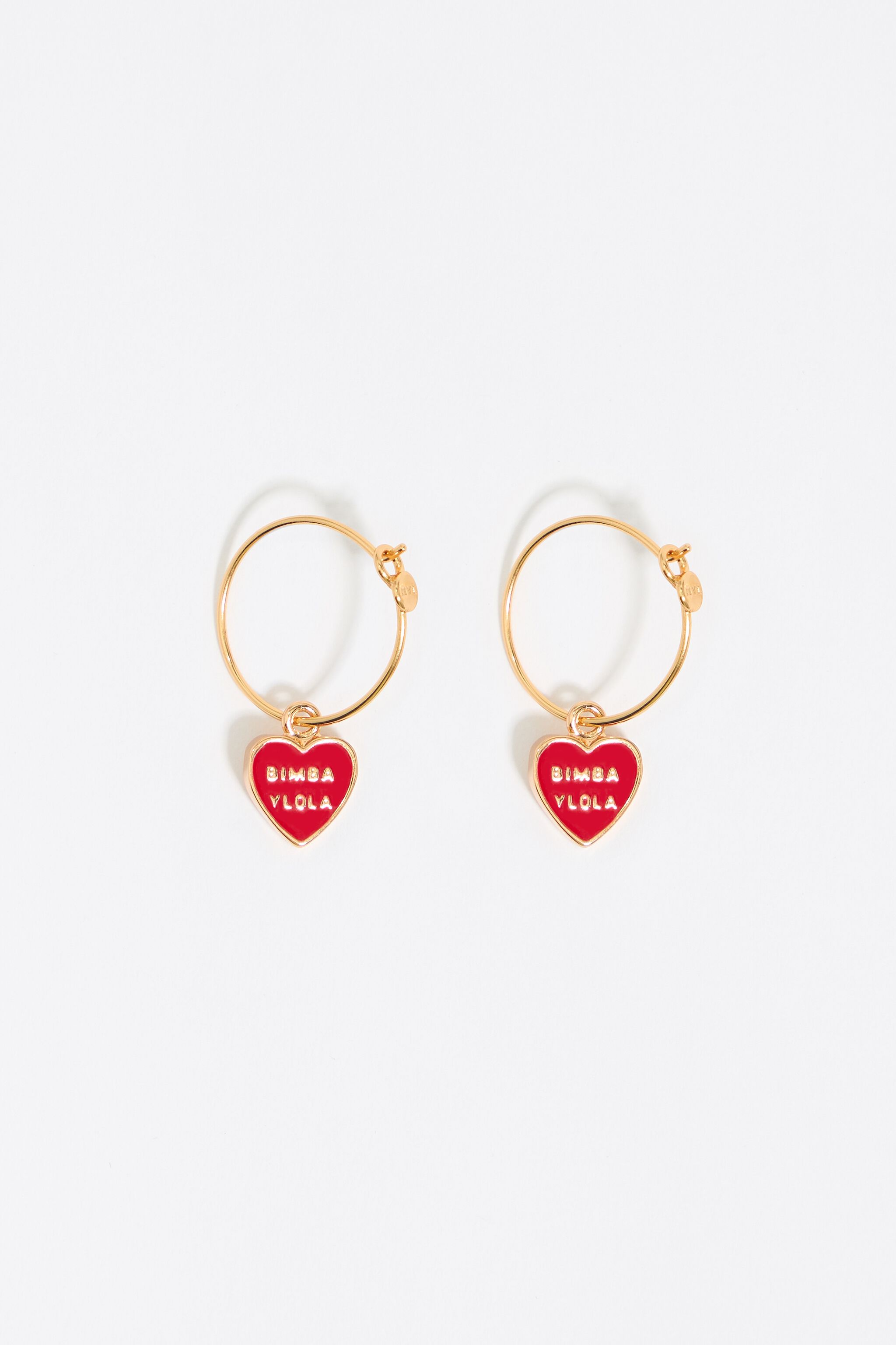 Red heart logo hoop earrings