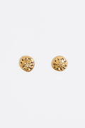 Gold coin logo earrings