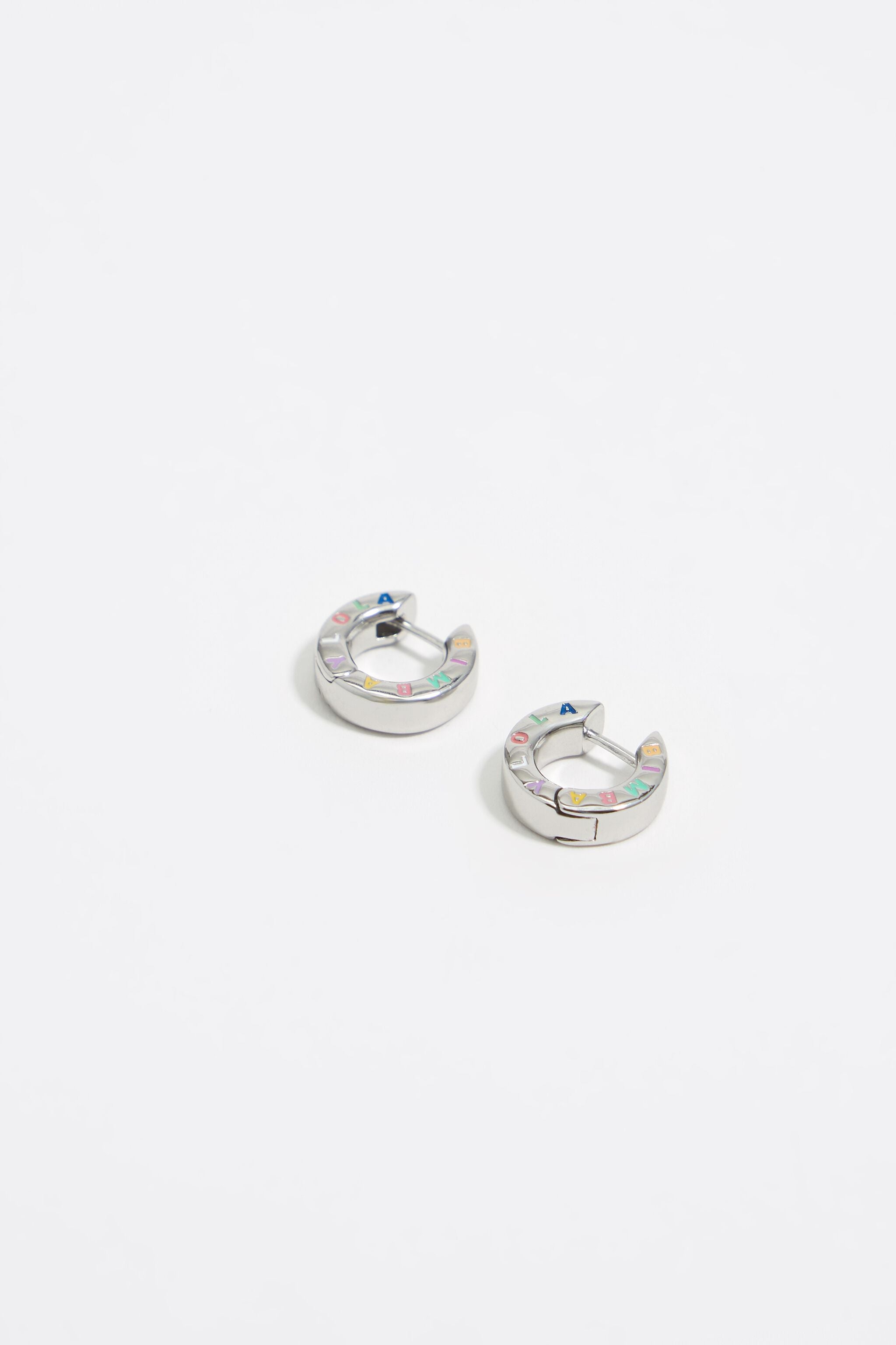 Silver logo hoop earrings