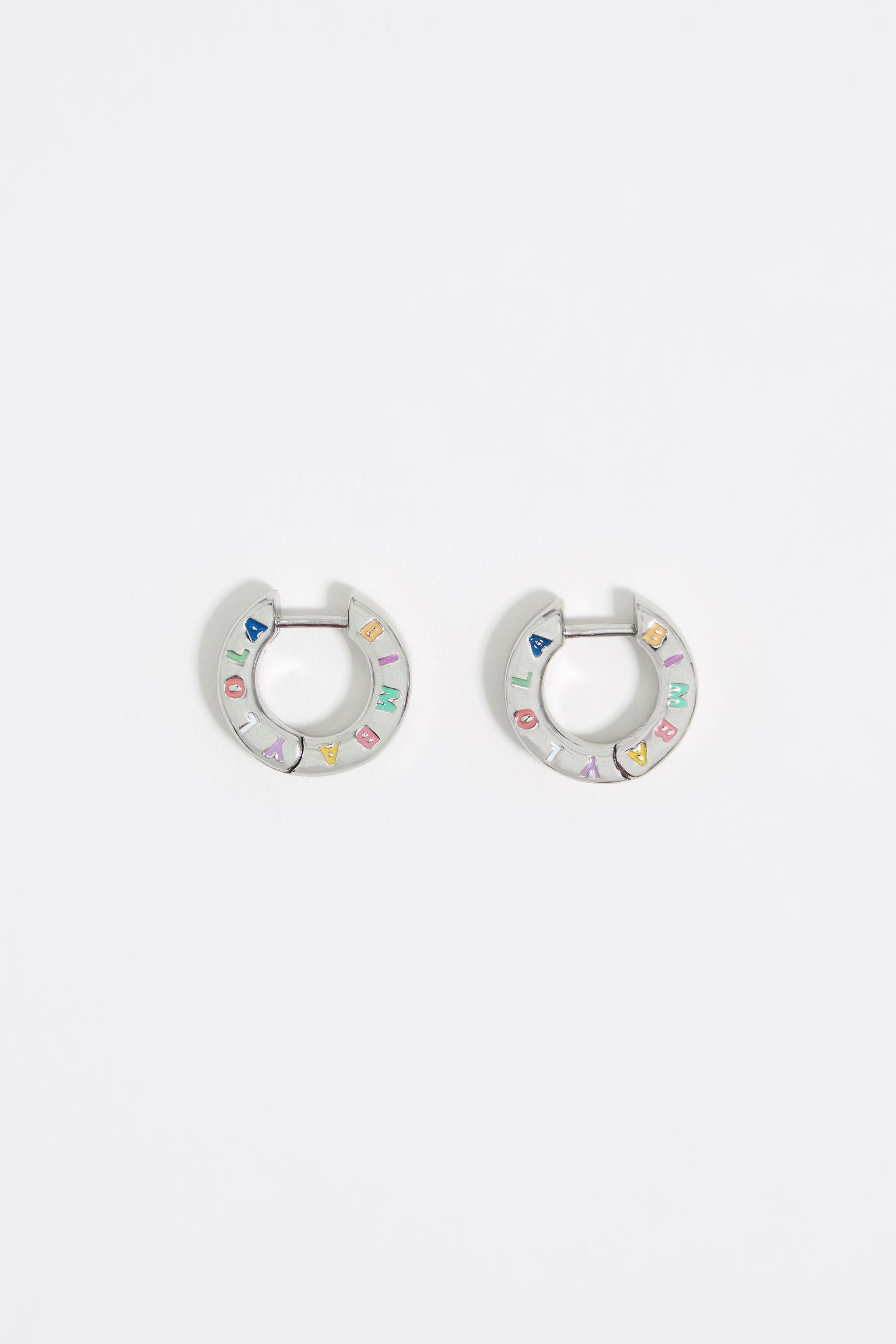 Silver logo hoop earrings