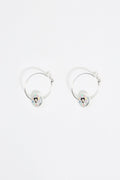 Silver heart hoop logo earrings