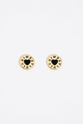 Black heart logo earrings