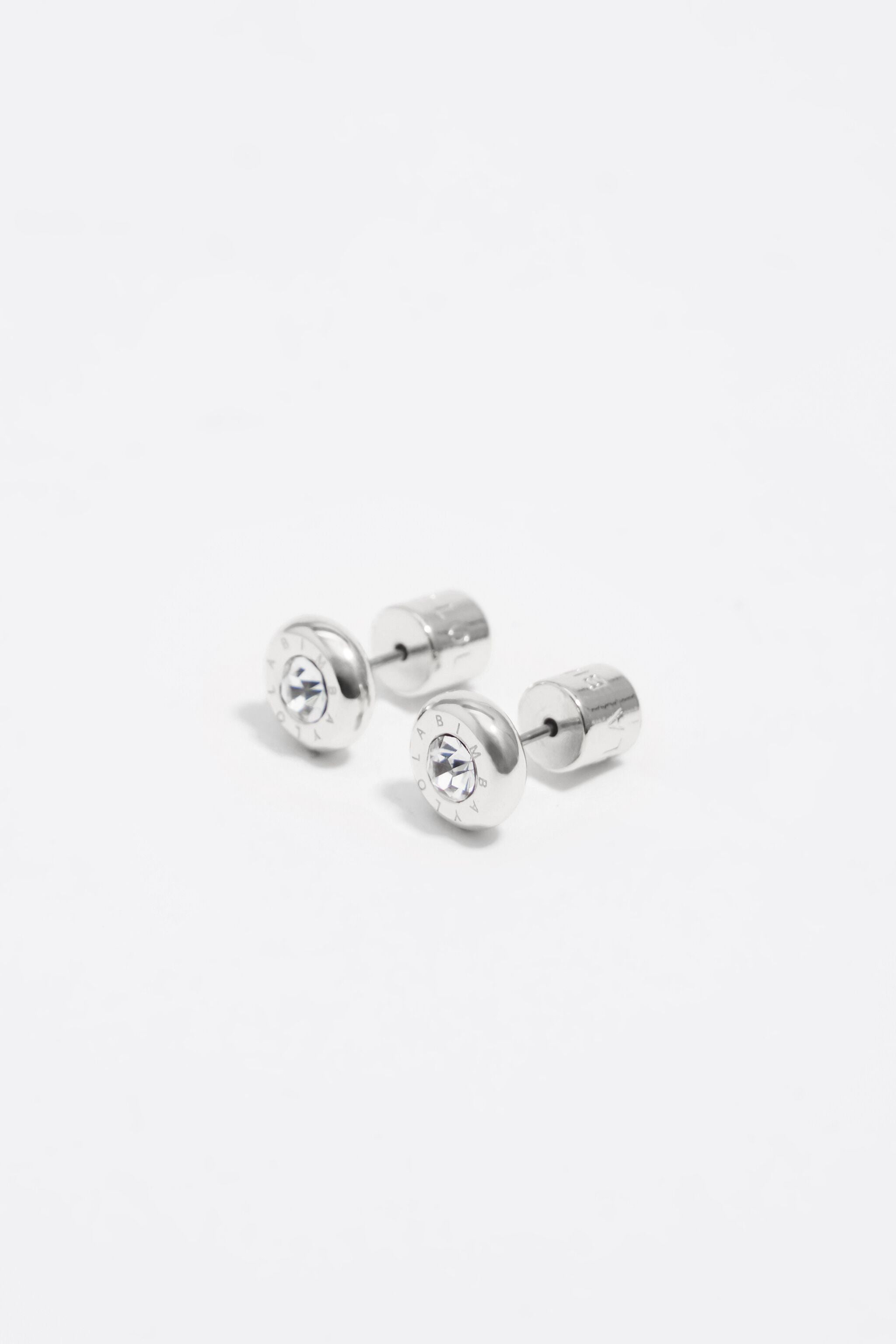 Silver logo and crystal earrings