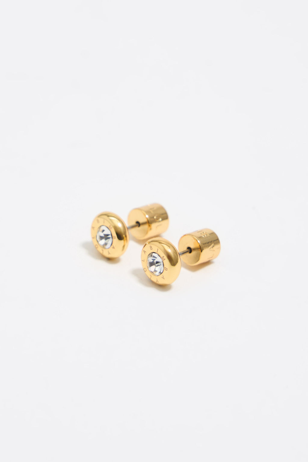 Gold logo and crystal earrings