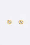 Gold logo and crystal earrings