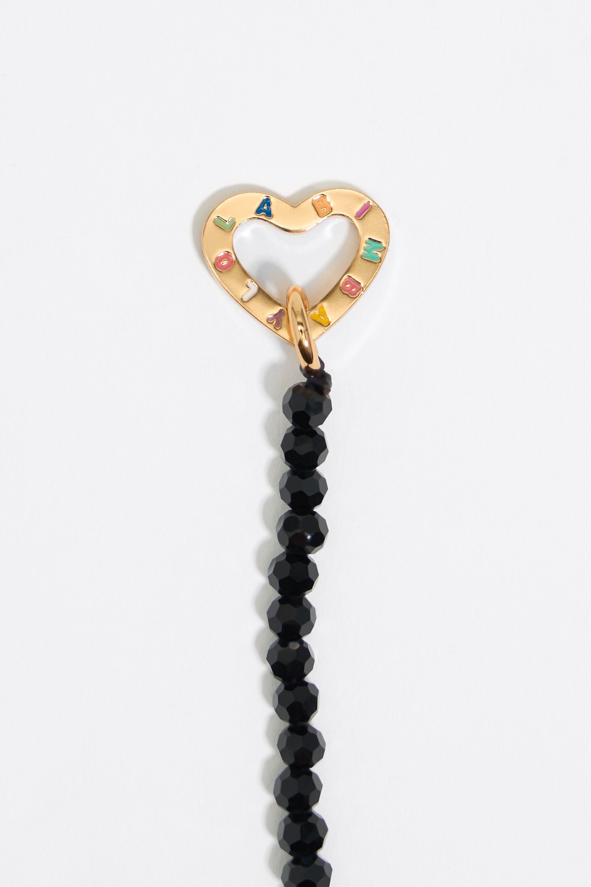Logo heart black crystals bracelet