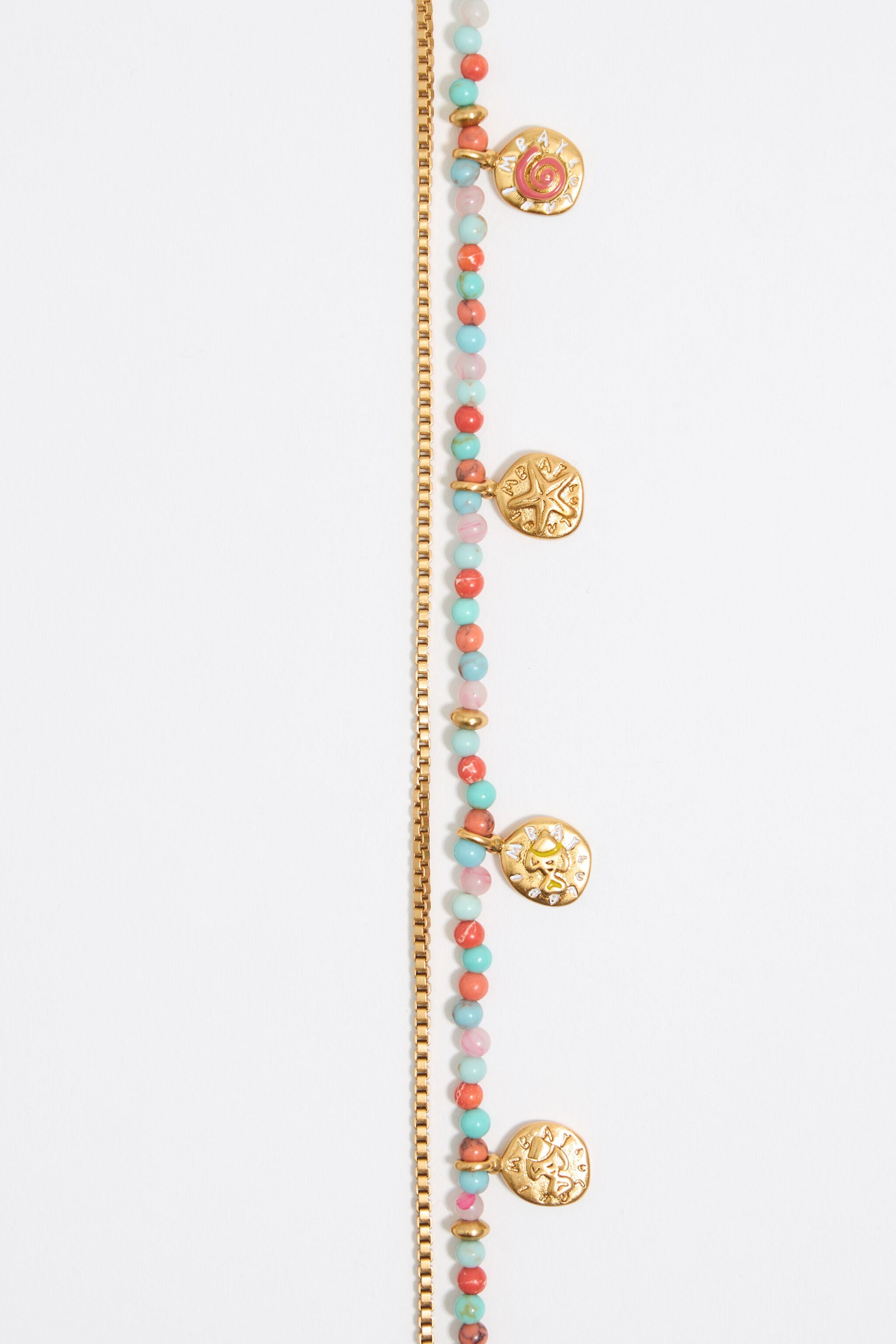 Multicolor stones coin logo bracelet