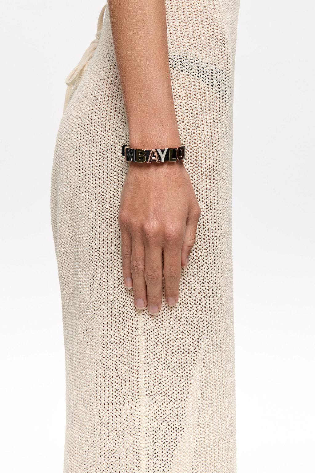 Three-tone logo strap bracelet