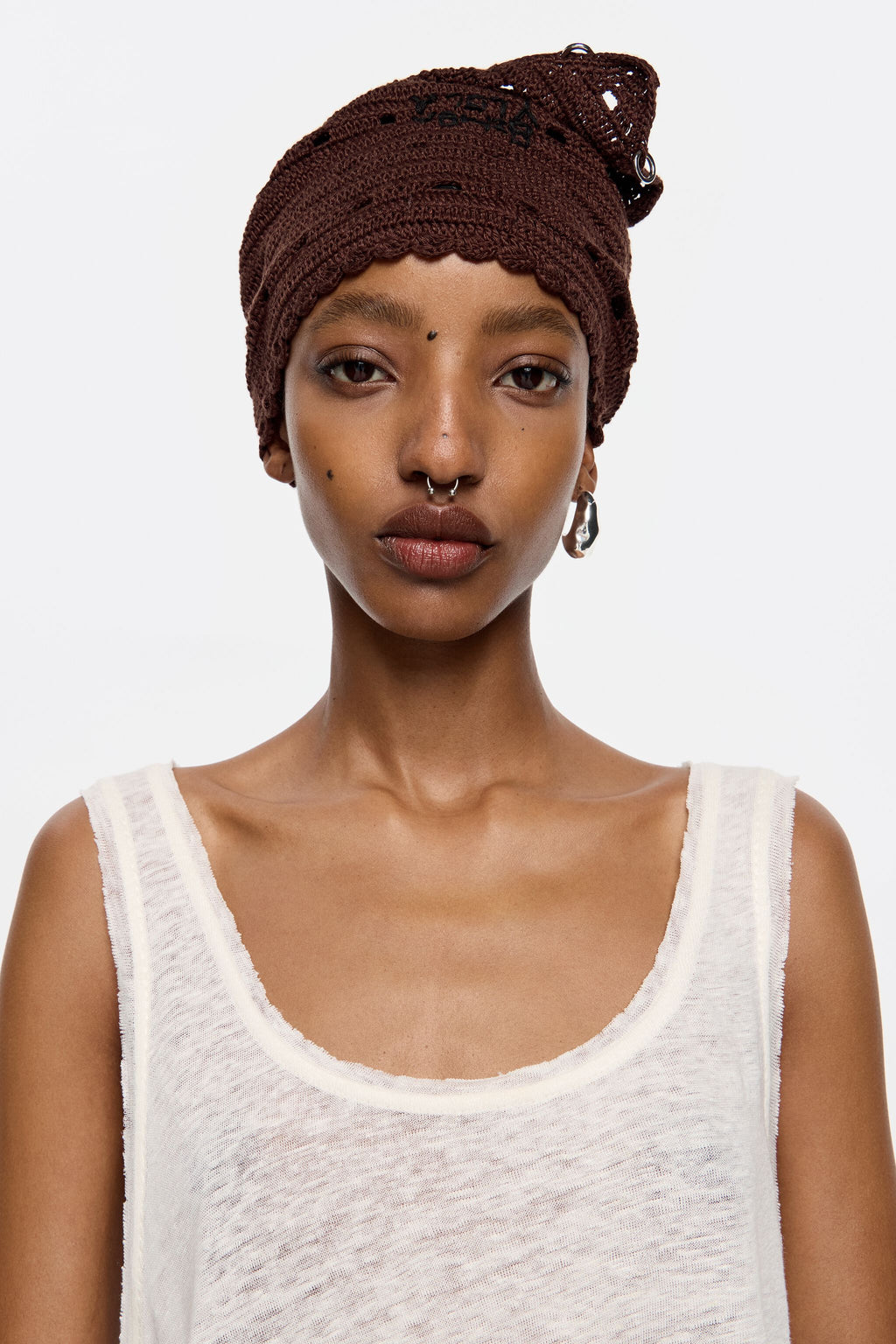 Dark brown crochet bandana