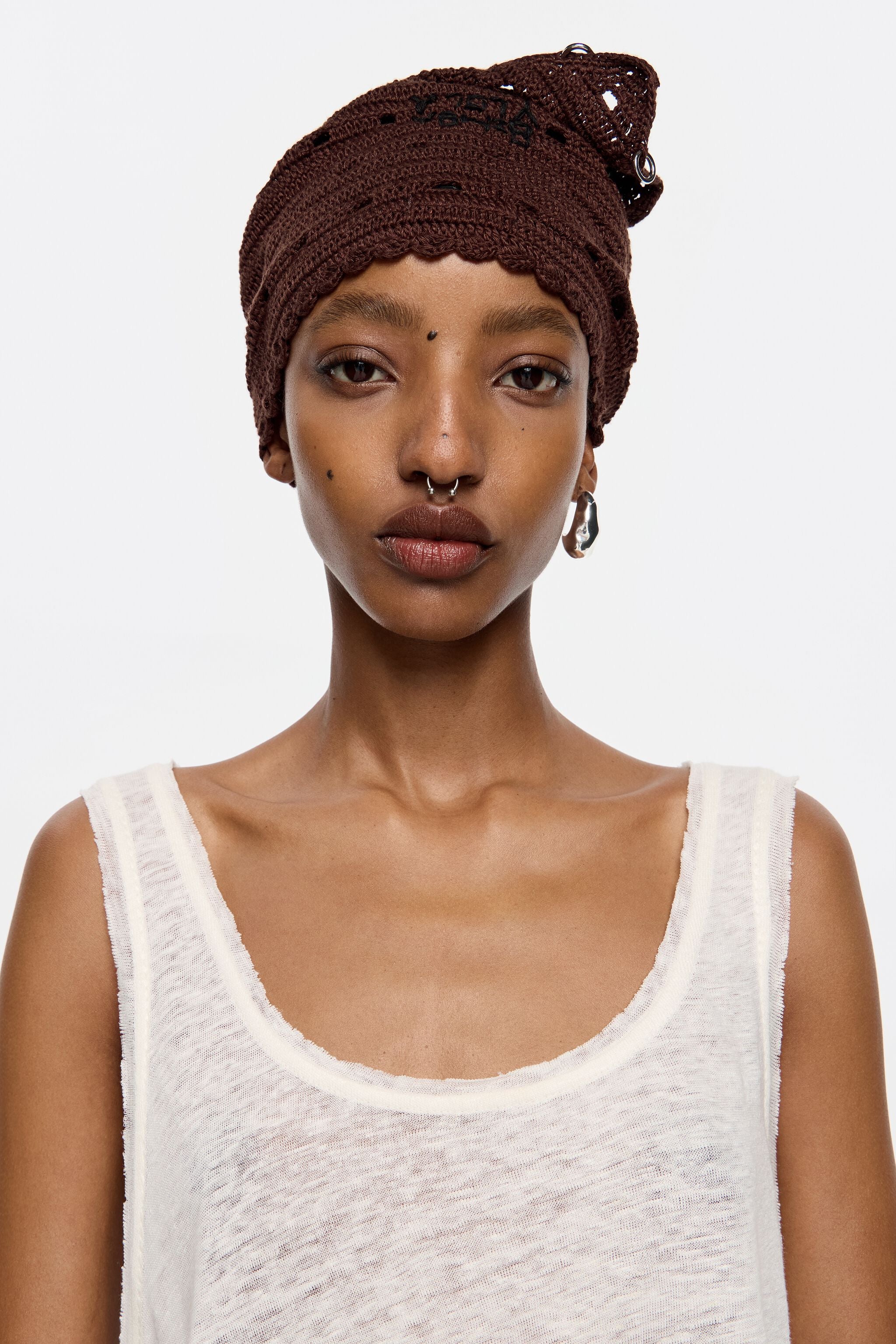 Dark brown crochet bandana