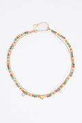 Multicolor stones and gold heart necklace