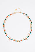 Multicolor stones and gold heart necklace