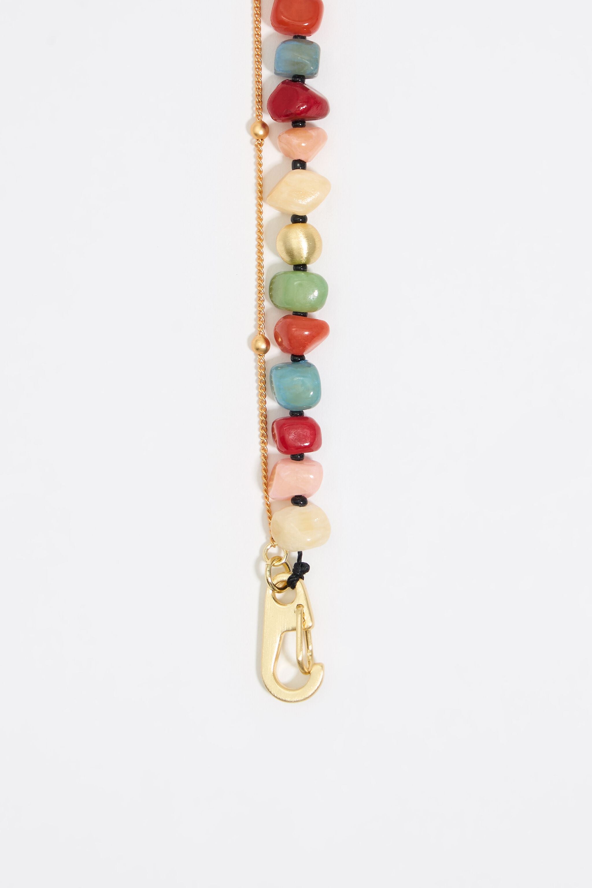 Multicolor stones and gold chain necklace