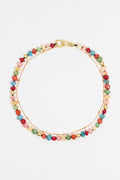 Multicolor stones and gold chain necklace
