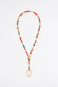 Multicolor stones and gold ring necklace