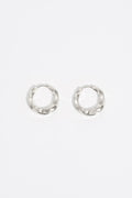 Textured silver hoop earrings