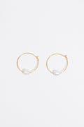 Pearl golden hoop earrings