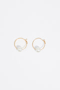 Small gold hoop pearl earrings