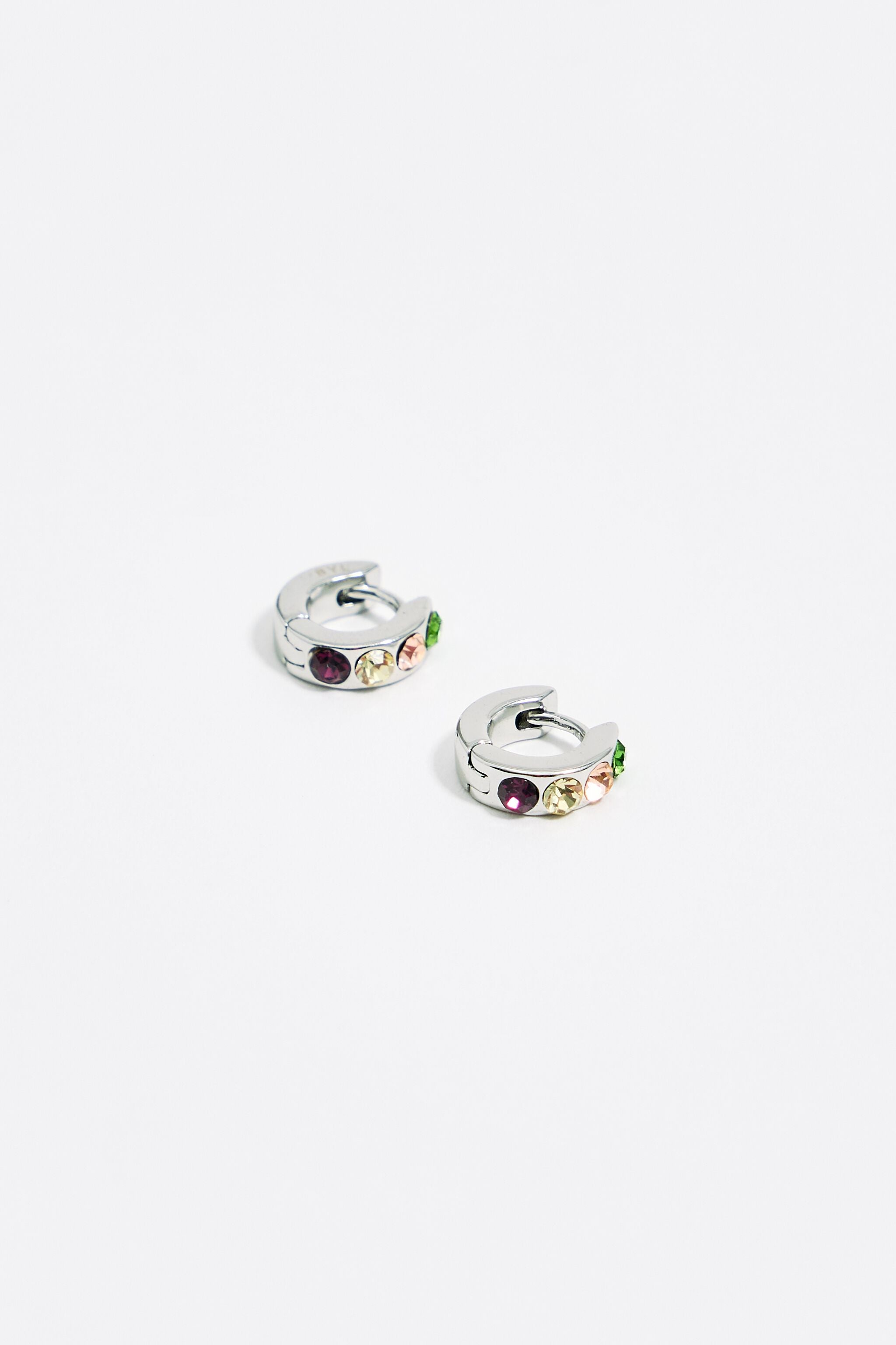 Golden mini hoop crystals earrings