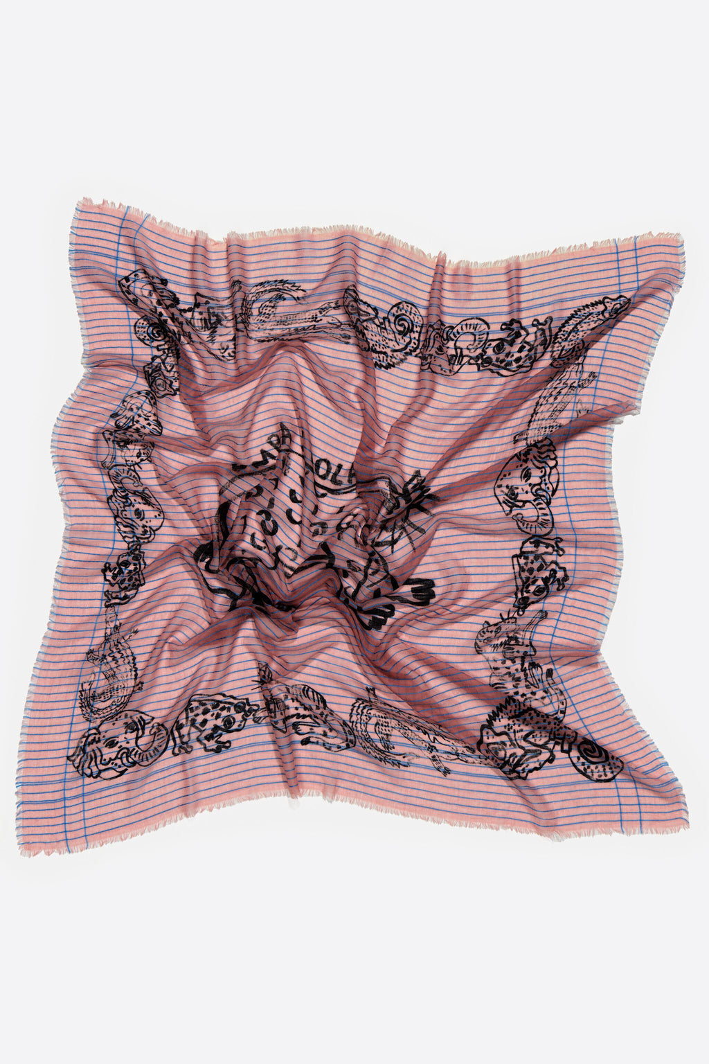 Pink Jungle print wool shawl