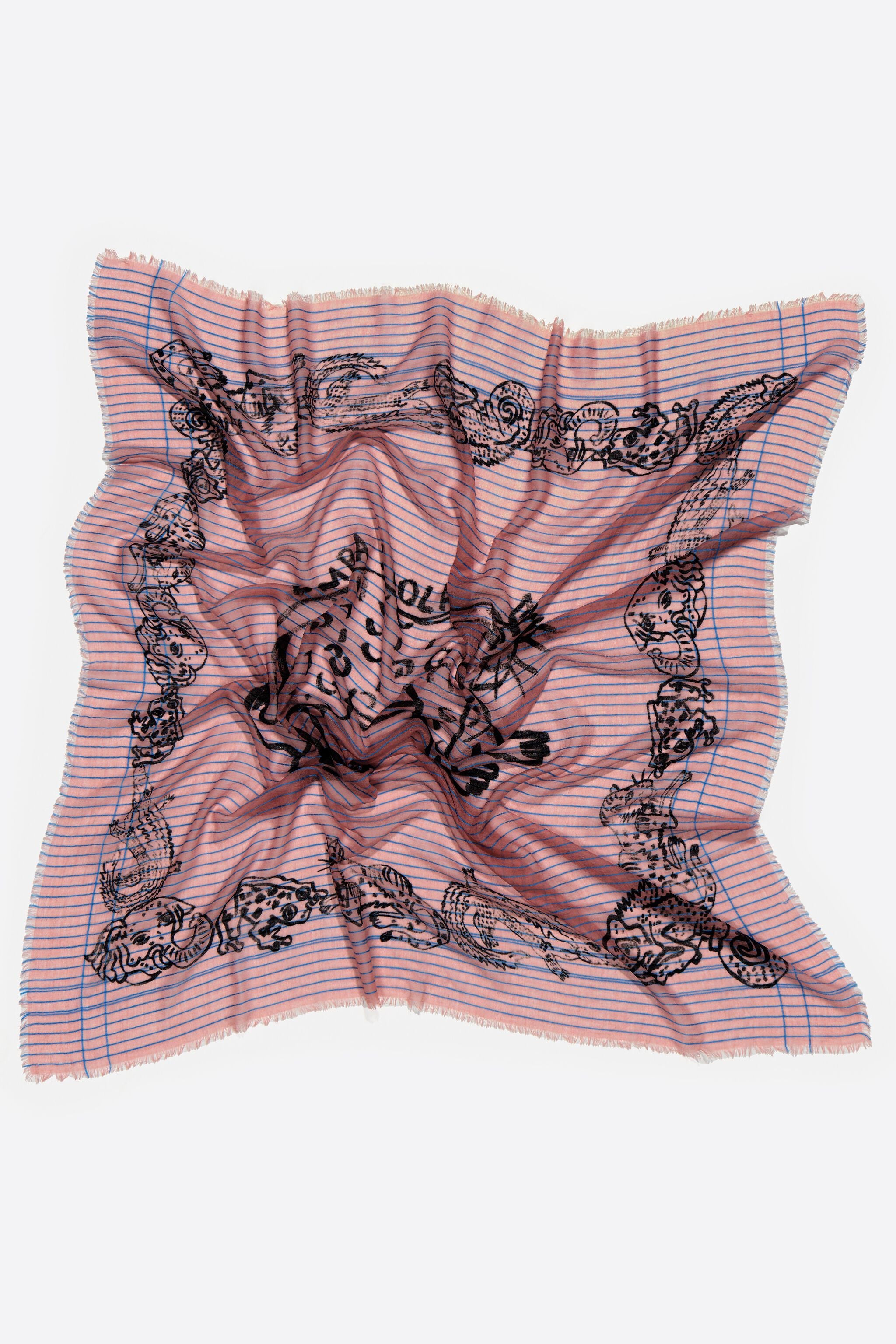 Pink Jungle print wool shawl