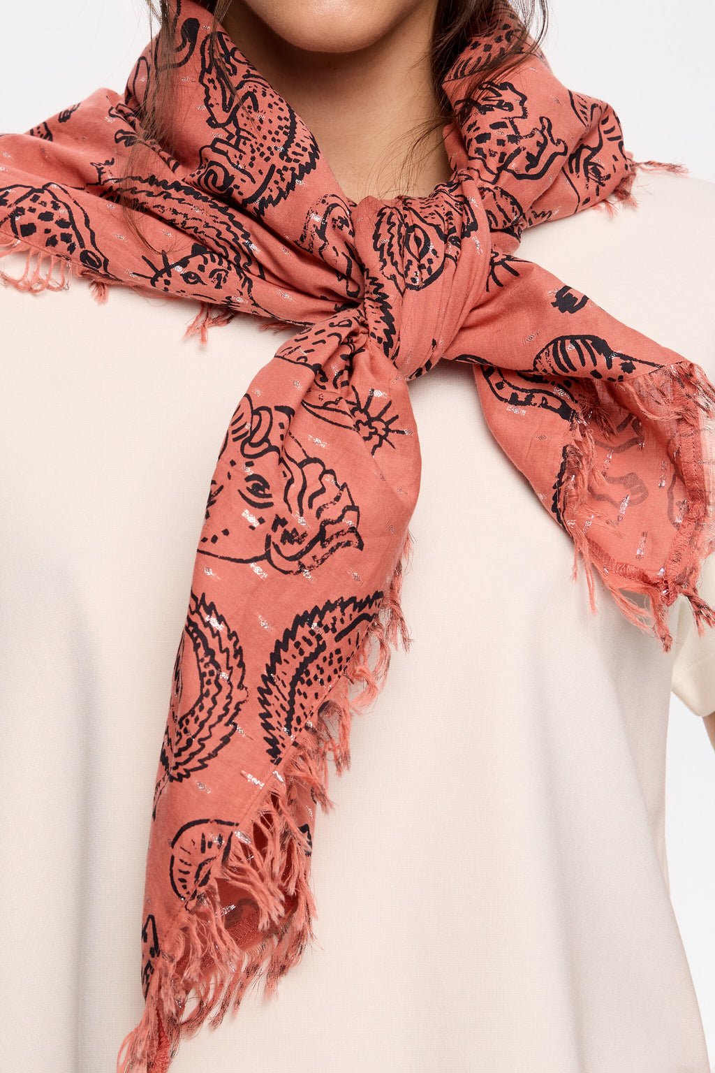Jungle print cotton/lurex shawl