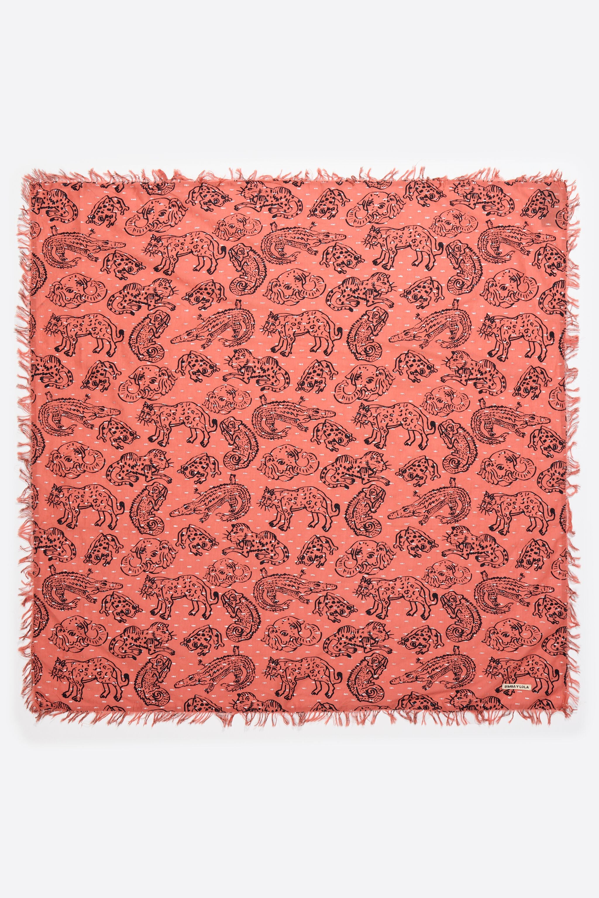 Jungle print cotton/lurex shawl