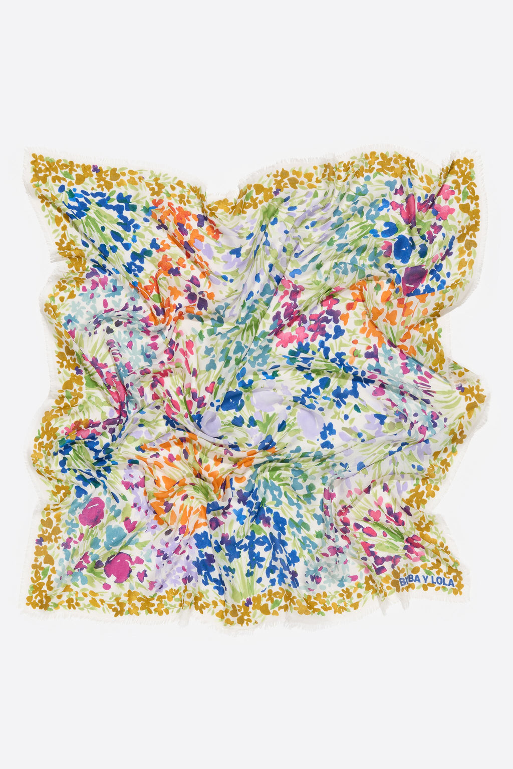White watercolor flower garden shawl