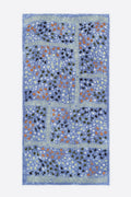 Blue ditsy floral and borders shawl