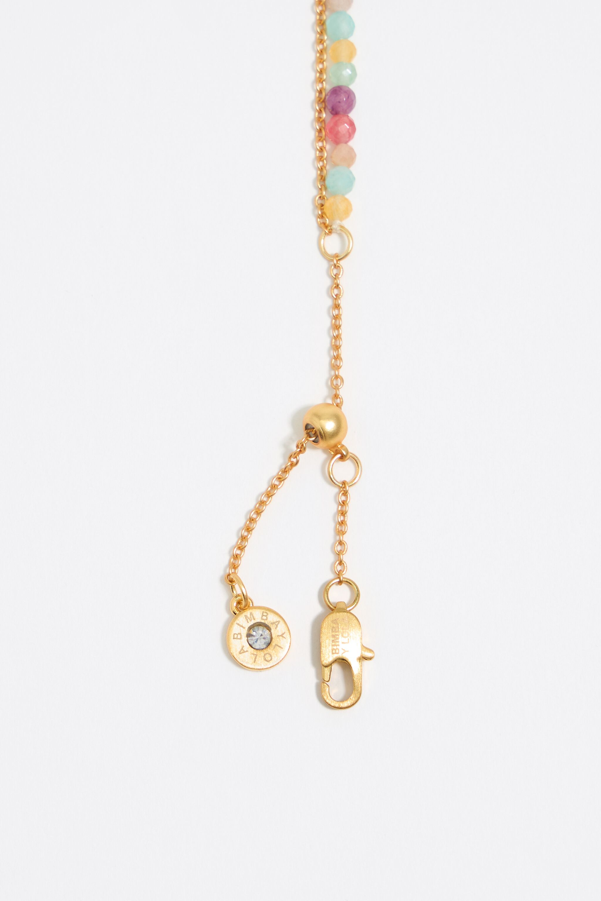 Letter A pearl and multicolor stones necklace