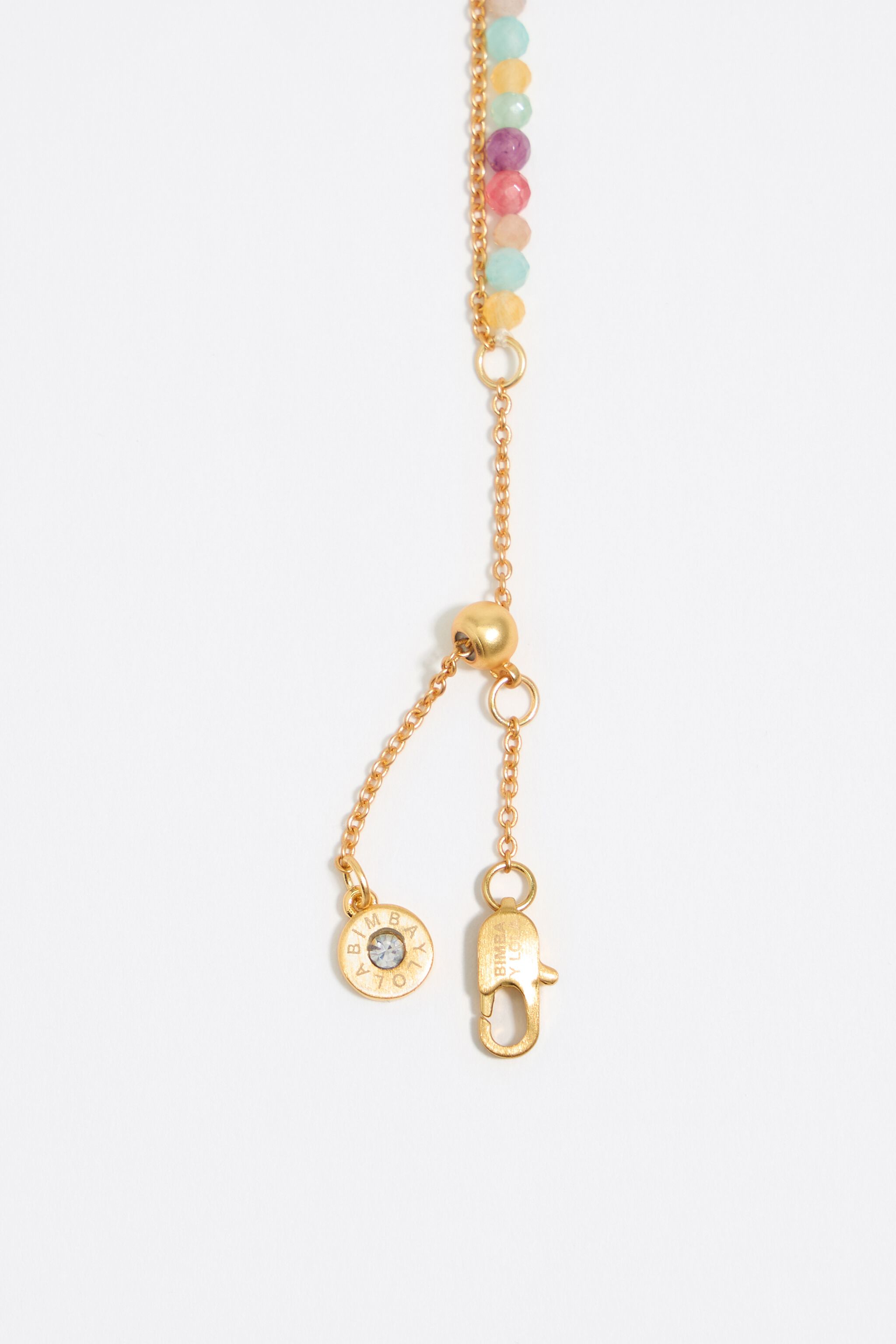 Letter B pearl and multicolor stones necklace