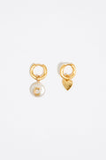 Letter C pearl and heart hoop earrings