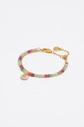 Letter D pearl and multicolor stones bracelet