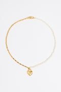 Gold chain and pearl heart necklace