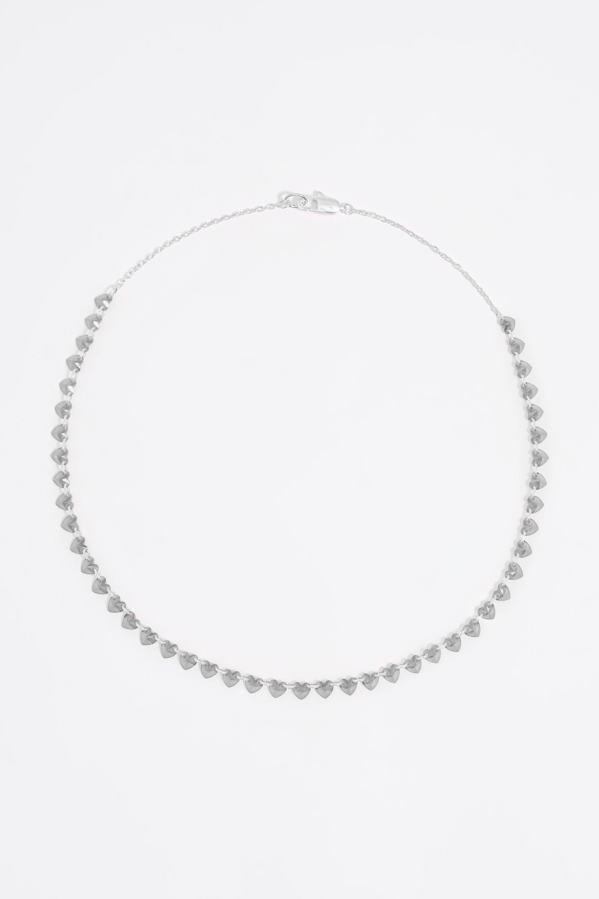 Silver hearts and crystals necklace