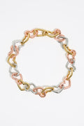 Three-tone heart chain necklace