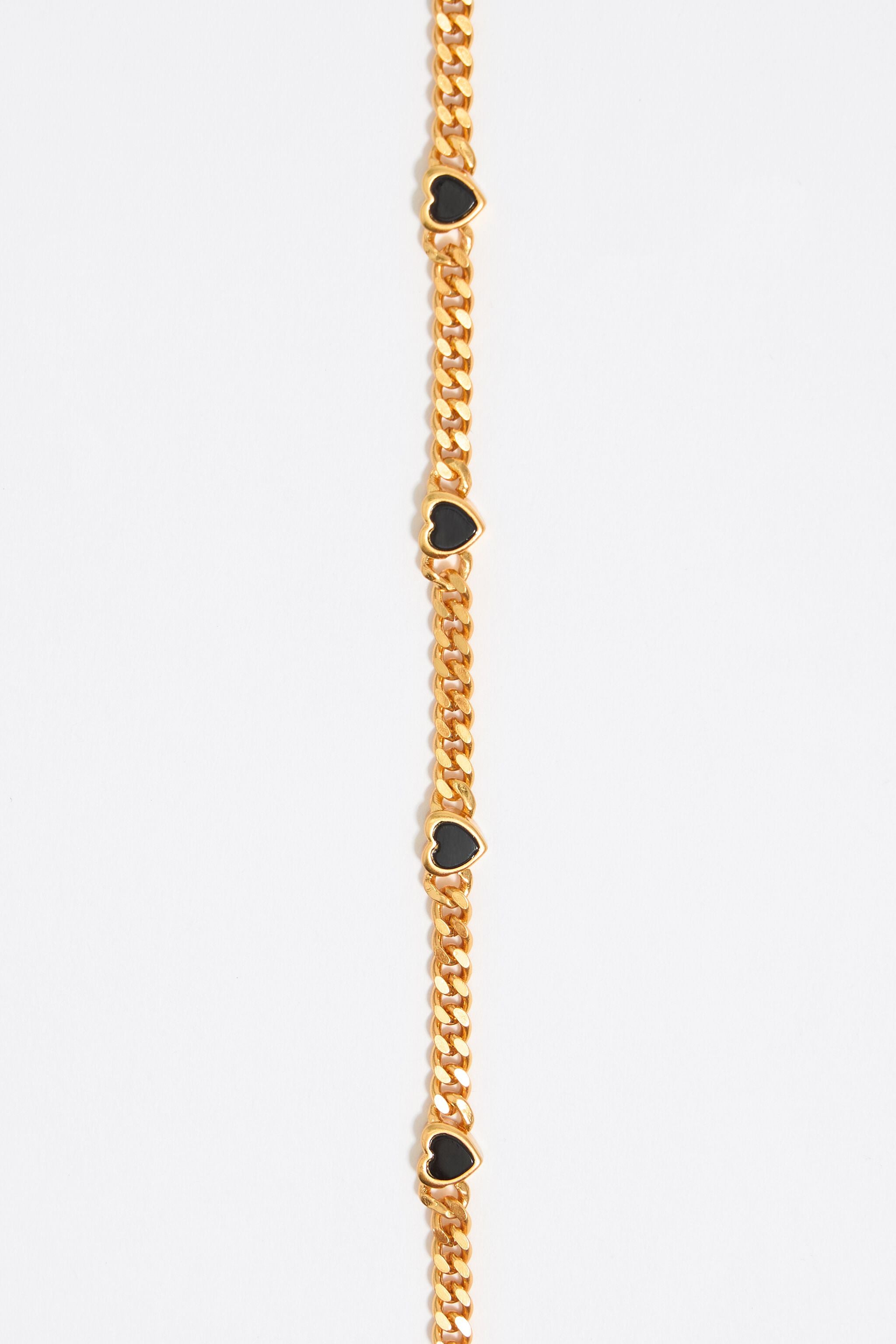 Black stone heart chain necklace