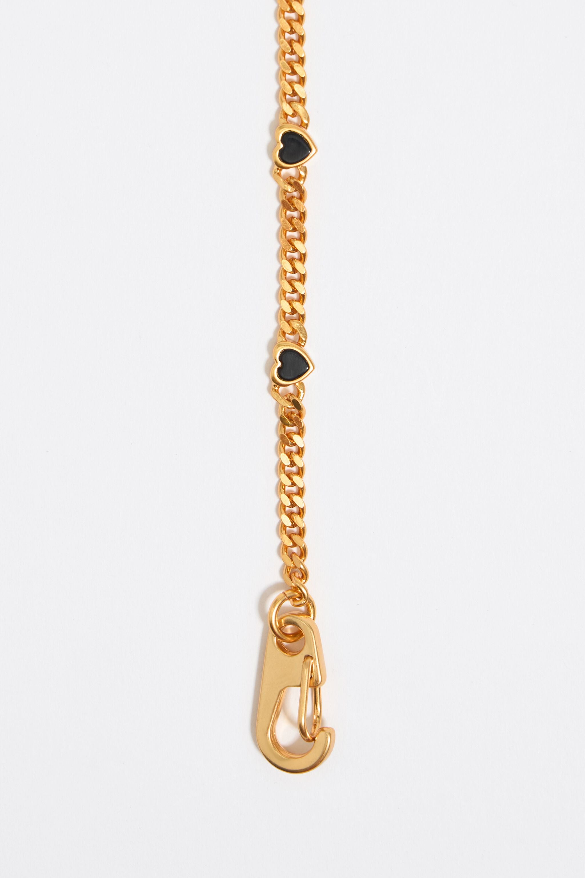 Black stone heart chain necklace