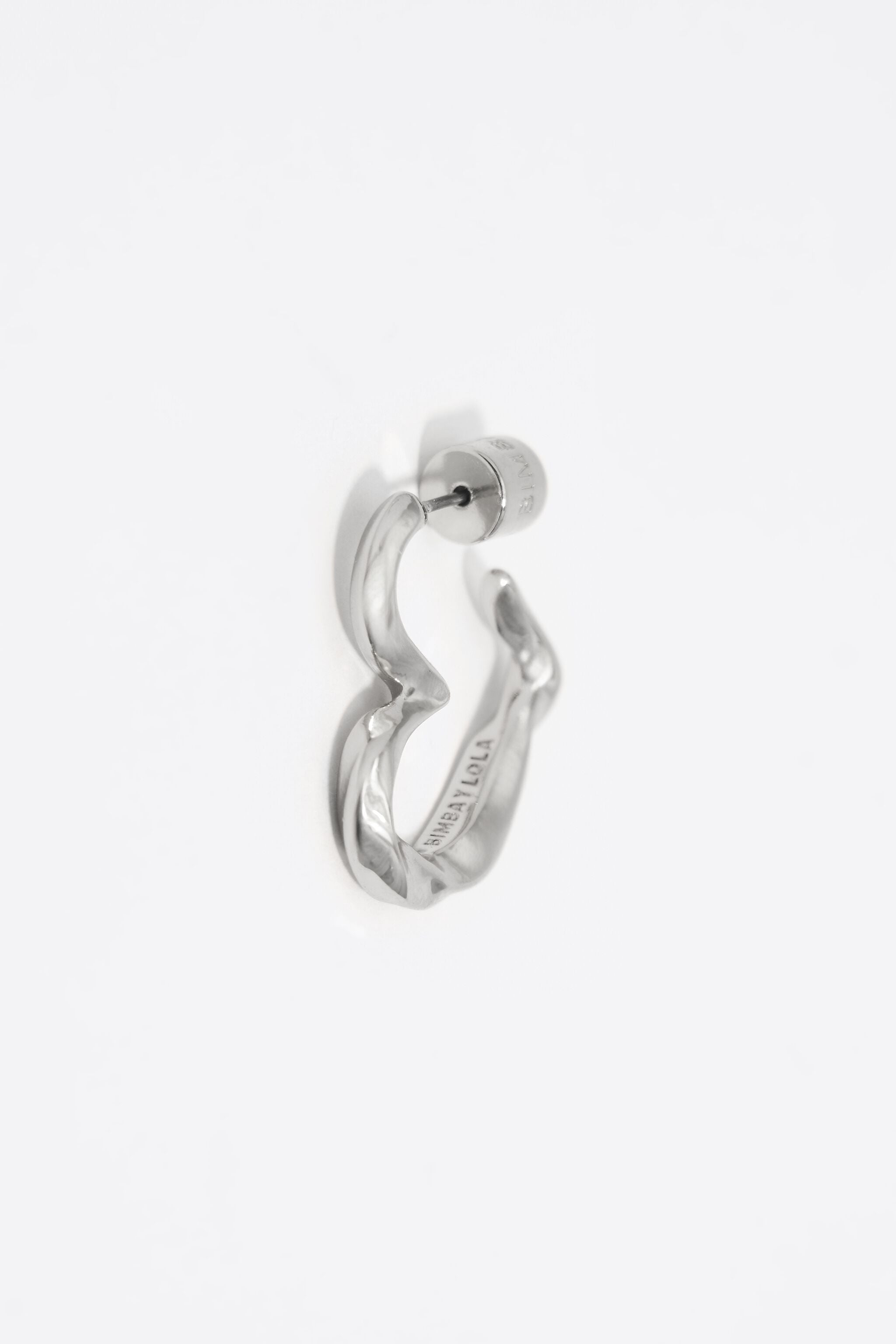 Textured silver heart hoop earrings