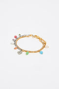 Layered chains, stones and crystals bracelet