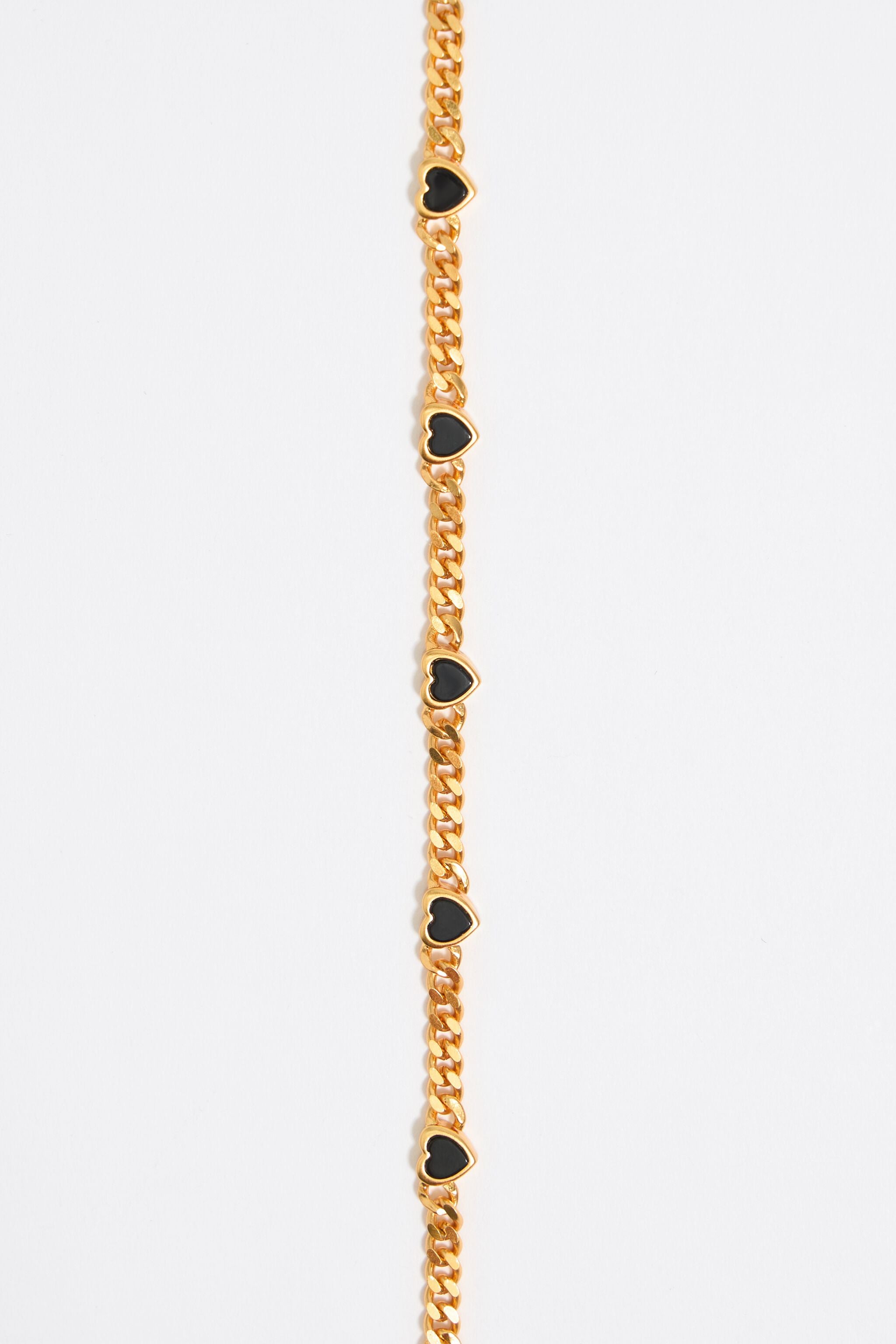 Black stone heart chain bracelet