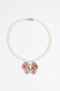 Crystal butterfly pearl necklace