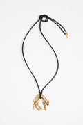 Cord necklace with gold panther