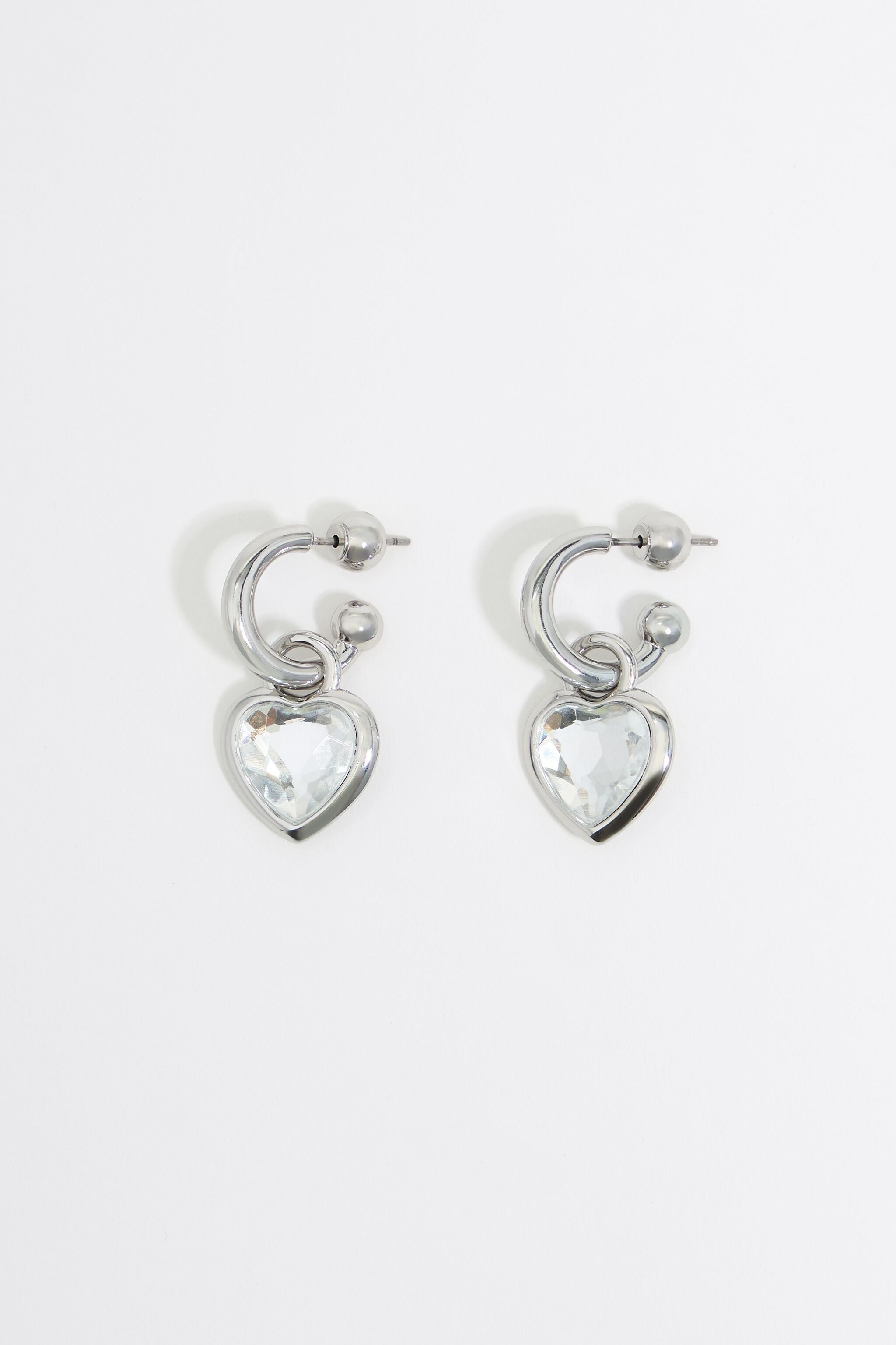 Silver heart hoop earrings